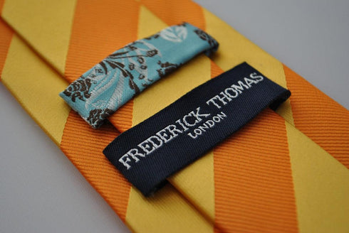 orange and yellow barber striped tie